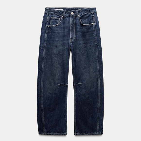 NWT Zara Relaxed Mid-Rise Balloon TRF Jeans 27 US 4 - Picture 1 of 16